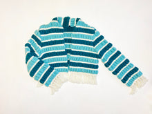 Load image into Gallery viewer, Upcycled Stripe Fringe Blanket Sweater
